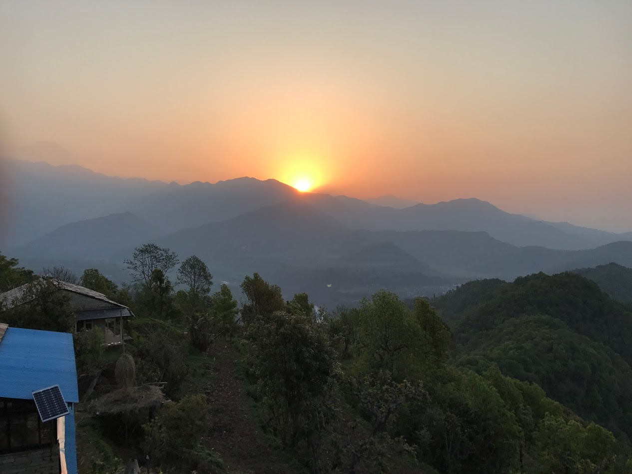 Sun sinks behind the hills as our journey ends